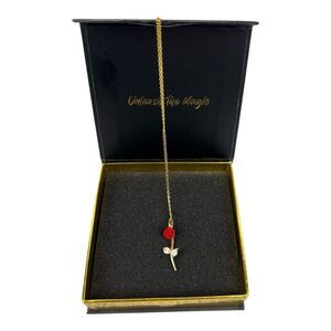 Aphrodite’s  Red Rose Necklace Gold Tone 1"